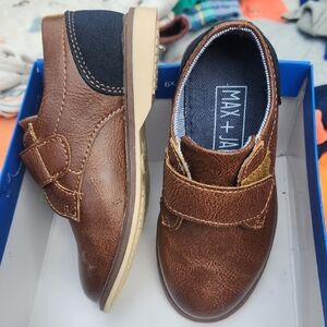 Brown and Black Dress Shoes with Leather Upper and Velcro Closure